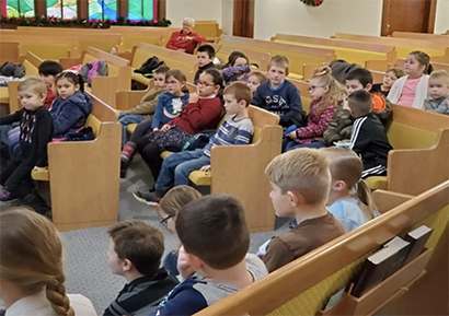 Trinity School students at their chapel service on March 11.