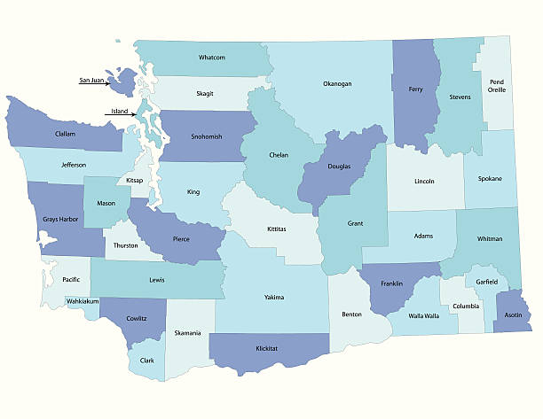 Detailed state-county map of Washington.