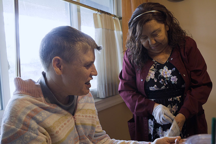 Pam and Griselda in a Supported Living home