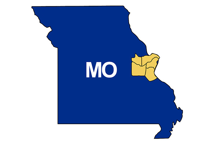 Map of AbleLight's service offerings near St. Louis