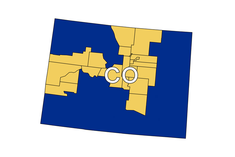 State map of AbleLight's service offerings in Colorado