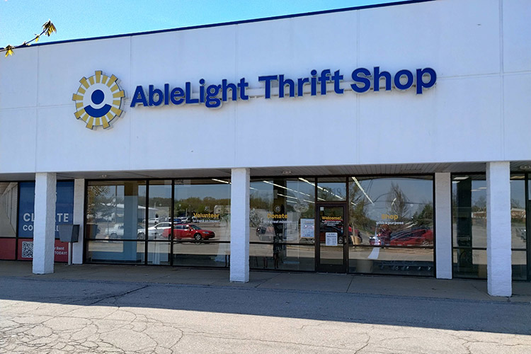 Storefront of AbleLight Thrift Shop in Saginaw, Wisconsin
