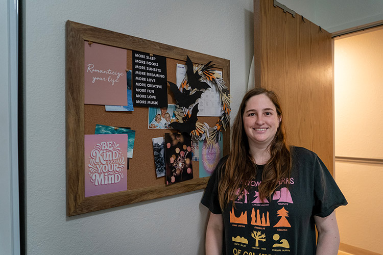 A woman with a disability in her own room at an AbleLight group home