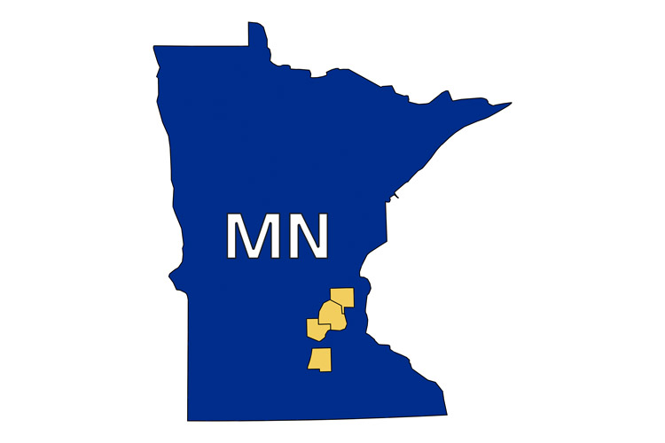 State map of AbleLight's service offerings in Minnesota