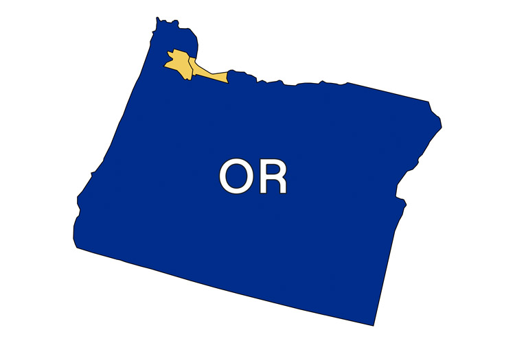 State map of AbleLight's service offerings in Oregon