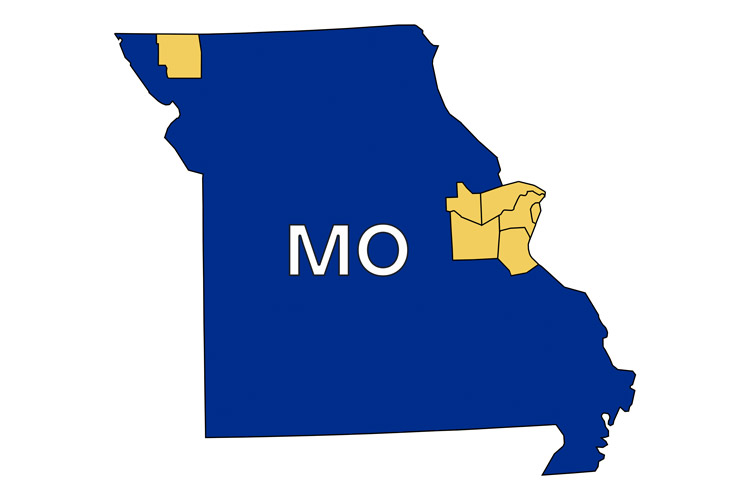 Map of AbleLight's service offerings in Missouri